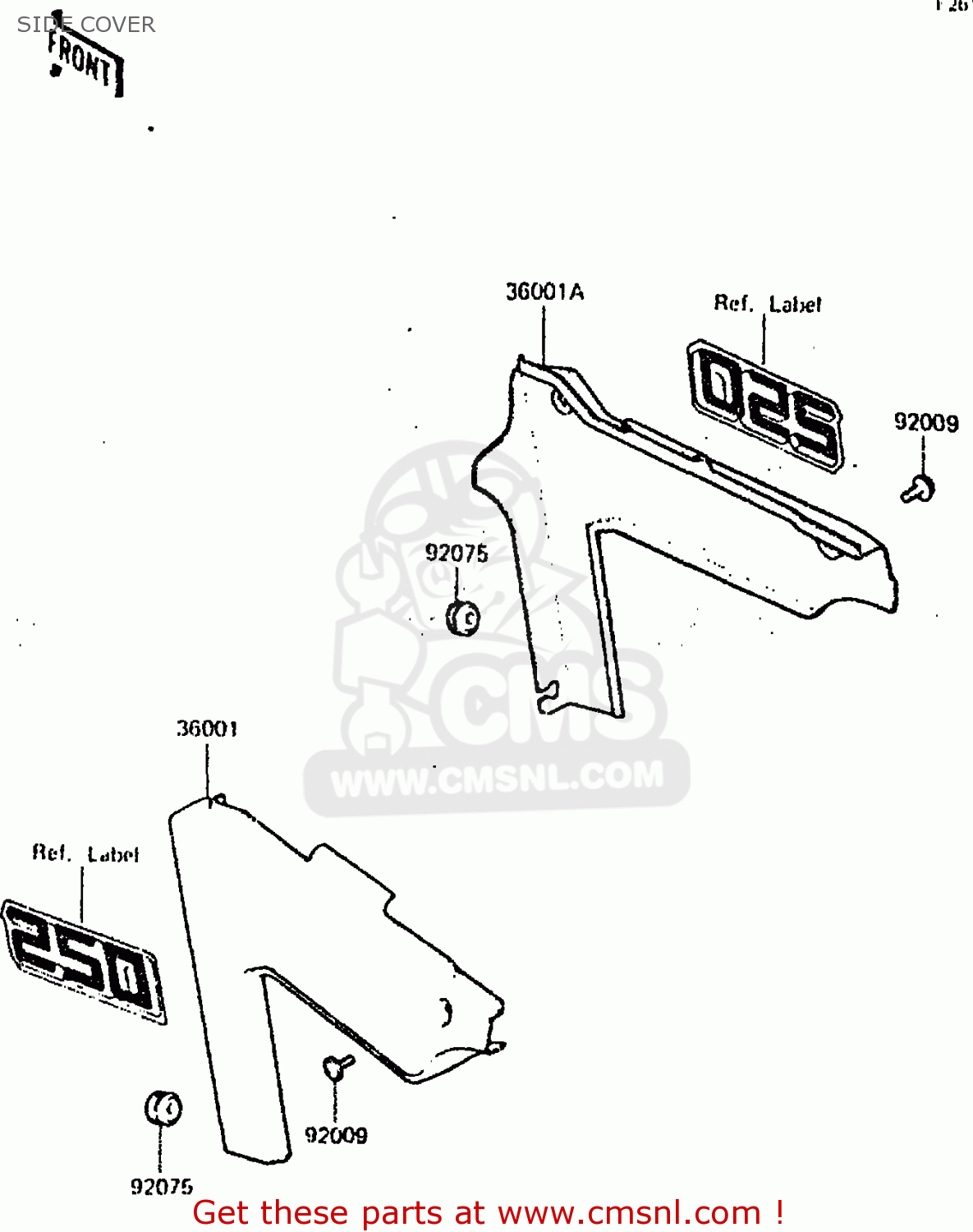 SIDE COVER KX250-C2 1984 USA CANADA UK AL