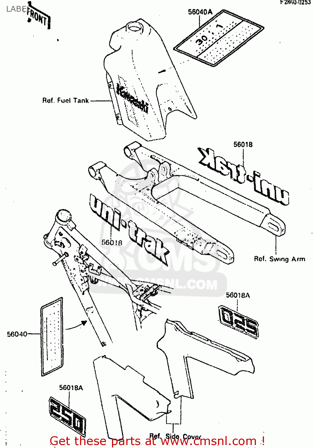 LABEL KX250-C2 1984 USA CANADA UK AL