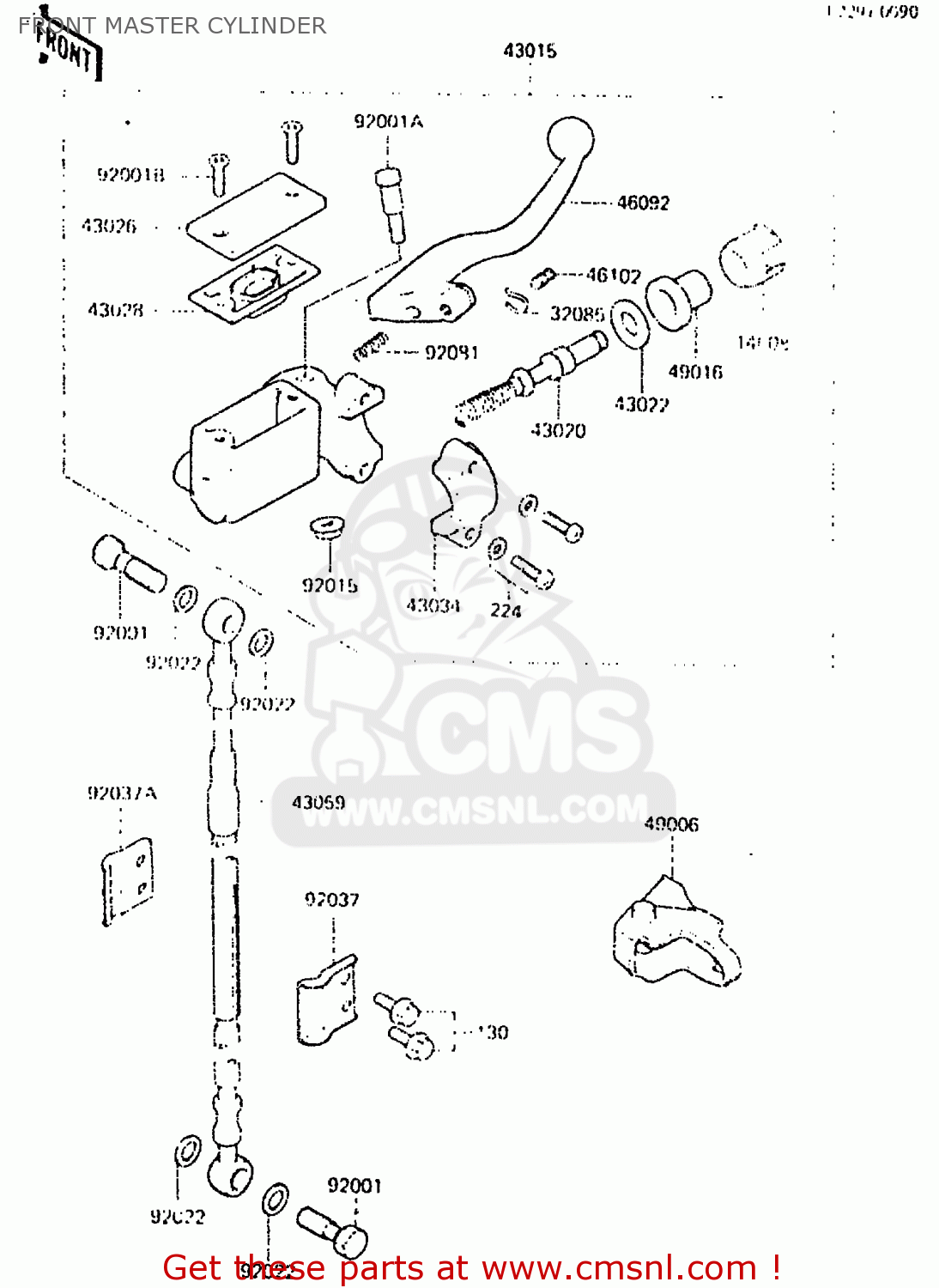 FRONT MASTER CYLINDER KX250-C2 1984 USA CANADA UK AL