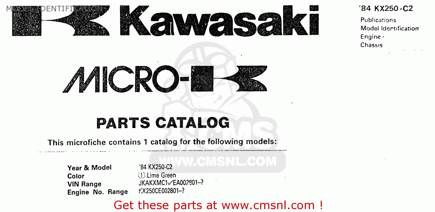 MODEL IDENTIFICATION KX250-C2 1984 USA CANADA UK AL