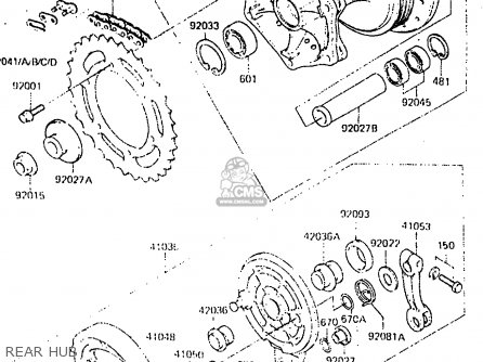 REAR HUB - KX250-C2 1984 USA CANADA UK AL