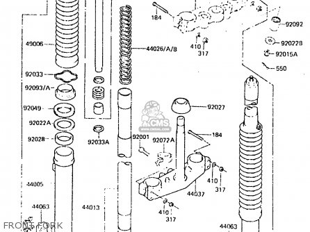 FRONT FORK - KX250-C2 1984 USA CANADA UK AL
