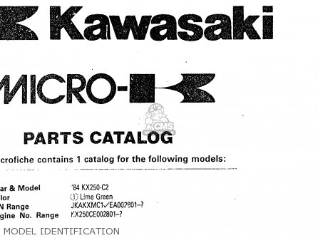 MODEL IDENTIFICATION - KX250-C2 1984 USA CANADA UK AL