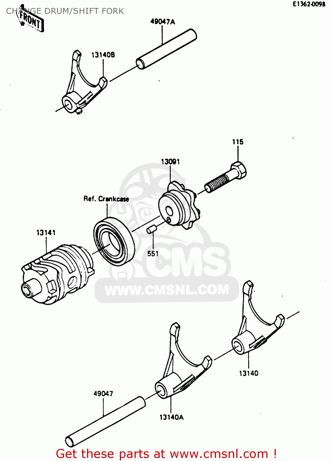 CHANGE DRUM/SHIFT FORK KX250-D1 1985 UNITED KINDOM AL