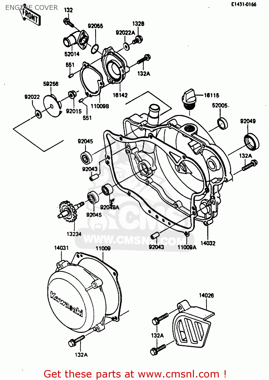 ENGINE COVER KX250-D1 1985 UNITED KINDOM AL