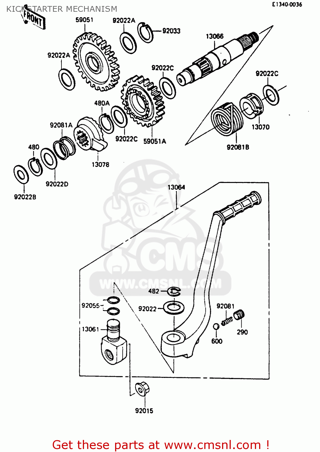 KICKSTARTER MECHANISM KX250-D1 1985 UNITED KINDOM AL