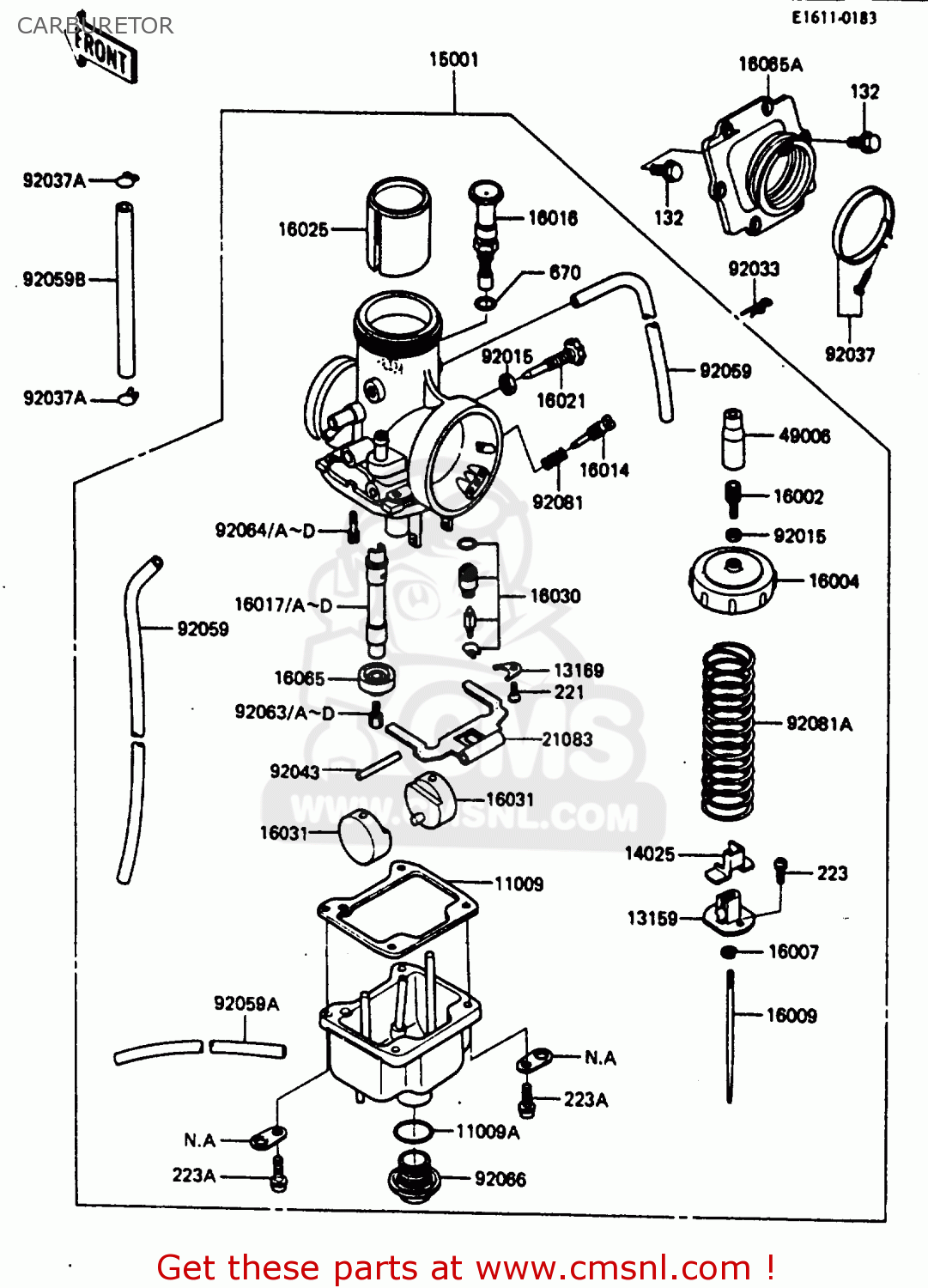 CARBURETOR KX250-D1 1985 UNITED KINDOM AL