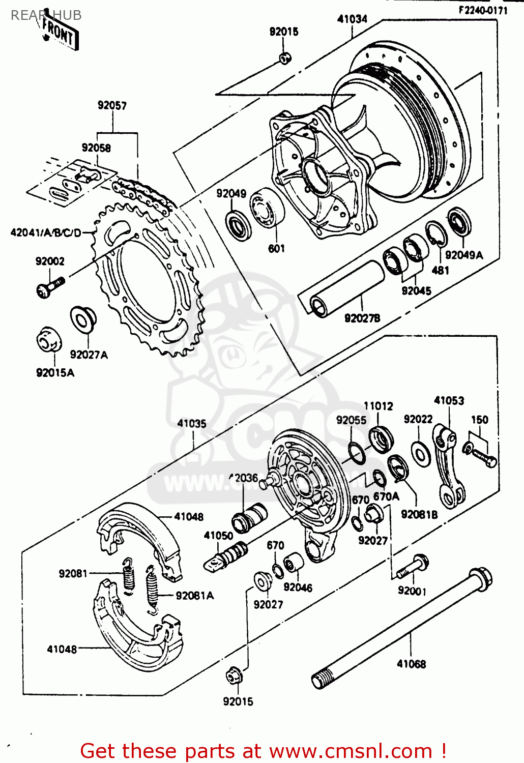 REAR HUB KX250-D1 1985 UNITED KINDOM AL