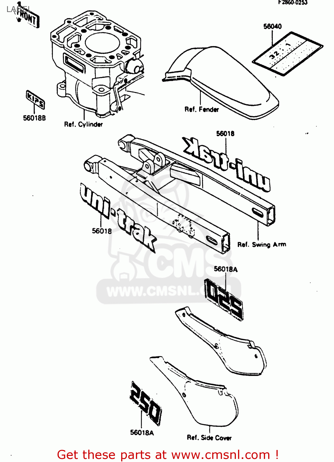 LABEL KX250-D1 1985 UNITED KINDOM AL