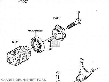 CHANGE DRUM/SHIFT FORK - KX250-D1 1985 UNITED KINDOM AL