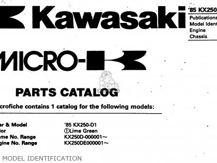 MODEL IDENTIFICATION - KX250-D1 1985 UNITED KINDOM AL