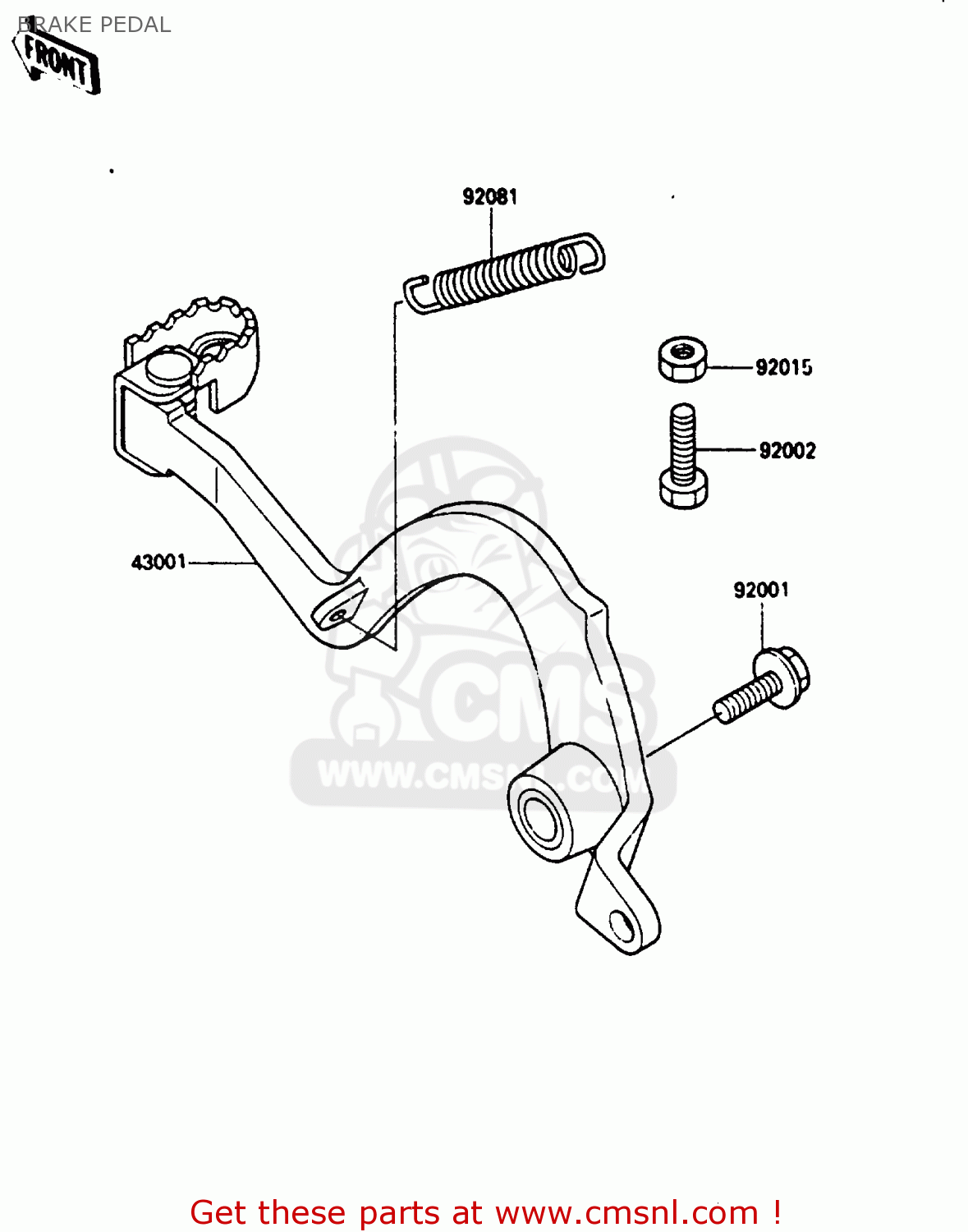 Kawasaki KX250D2 1986 EUROPE UK AL BRAKE PEDAL buy original BRAKE