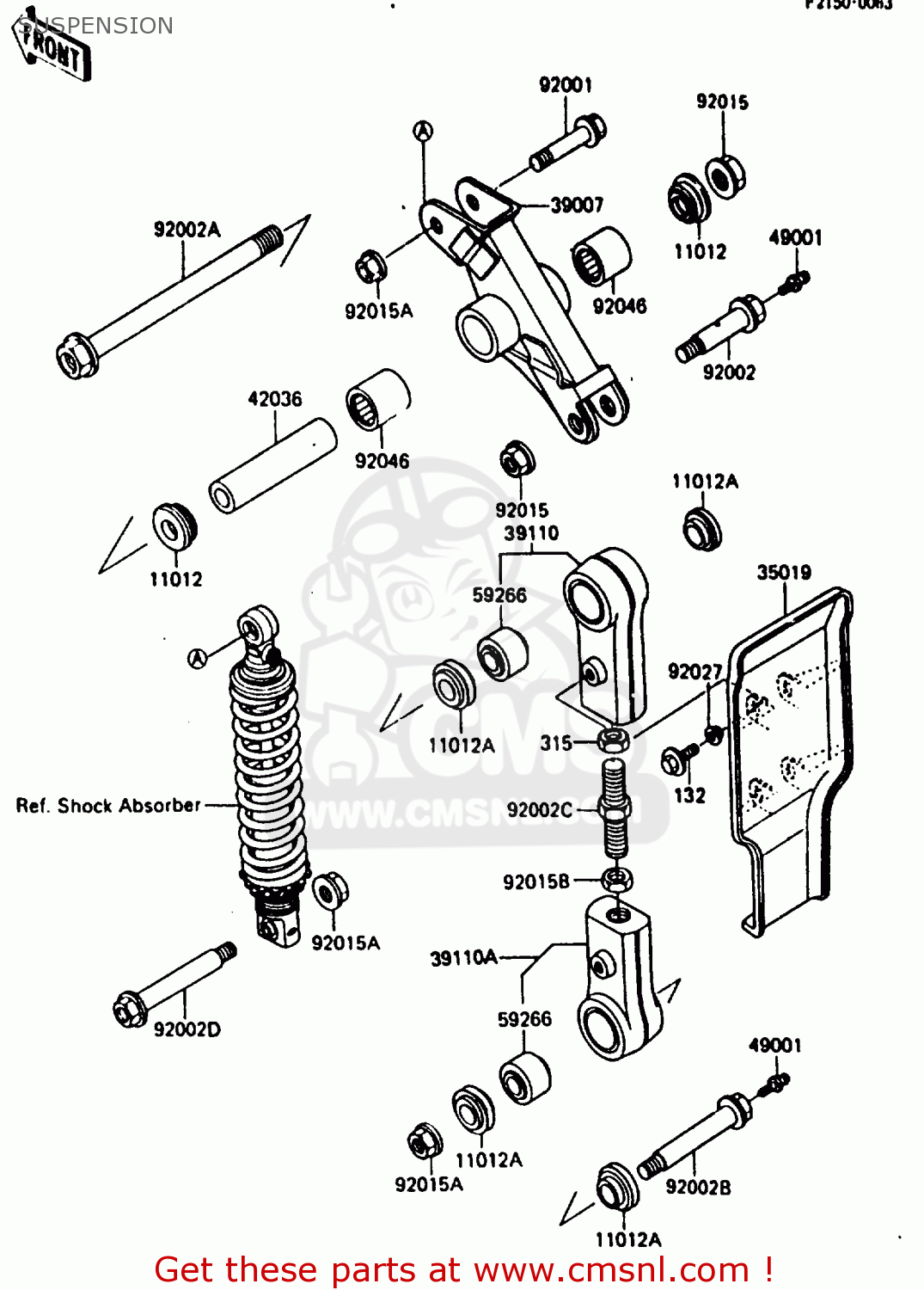 Kawasaki Kx250-d2 1986 Europe Uk Al Suspension - schematic partsfiche