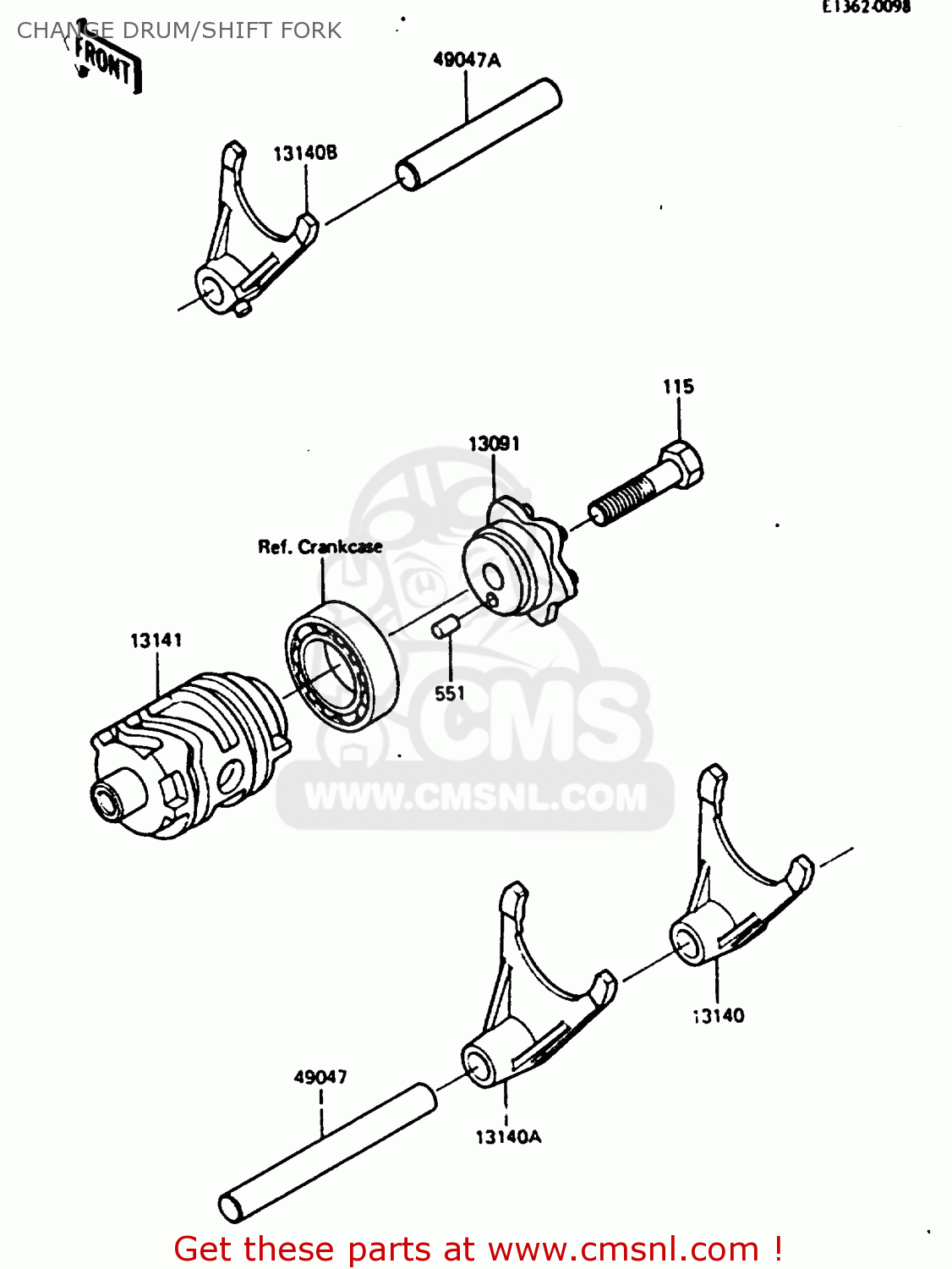 CHANGE DRUM/SHIFT FORK KX250-D2 1986 EUROPE UK AL