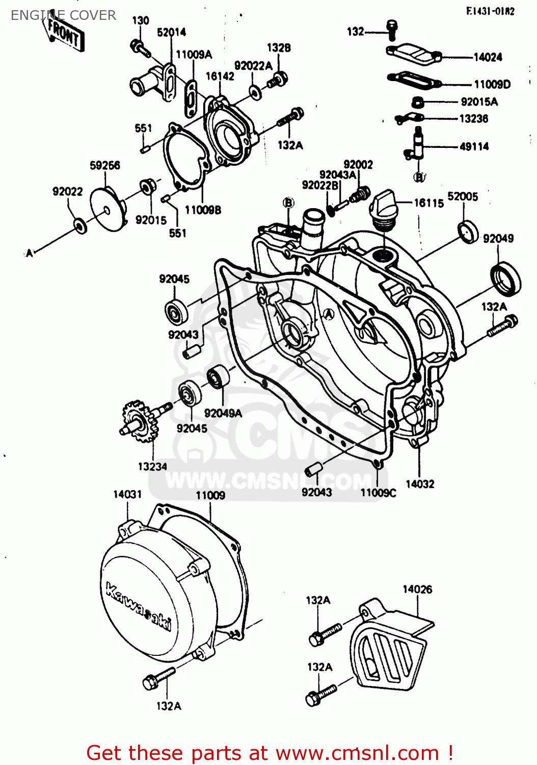 ENGINE COVER KX250-D2 1986 EUROPE UK AL