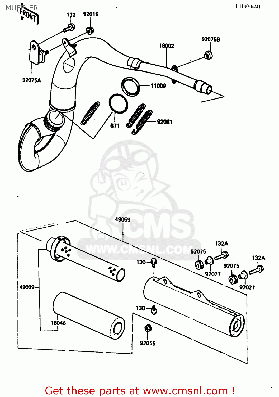 MUFFLER KX250-D2 1986 EUROPE UK AL