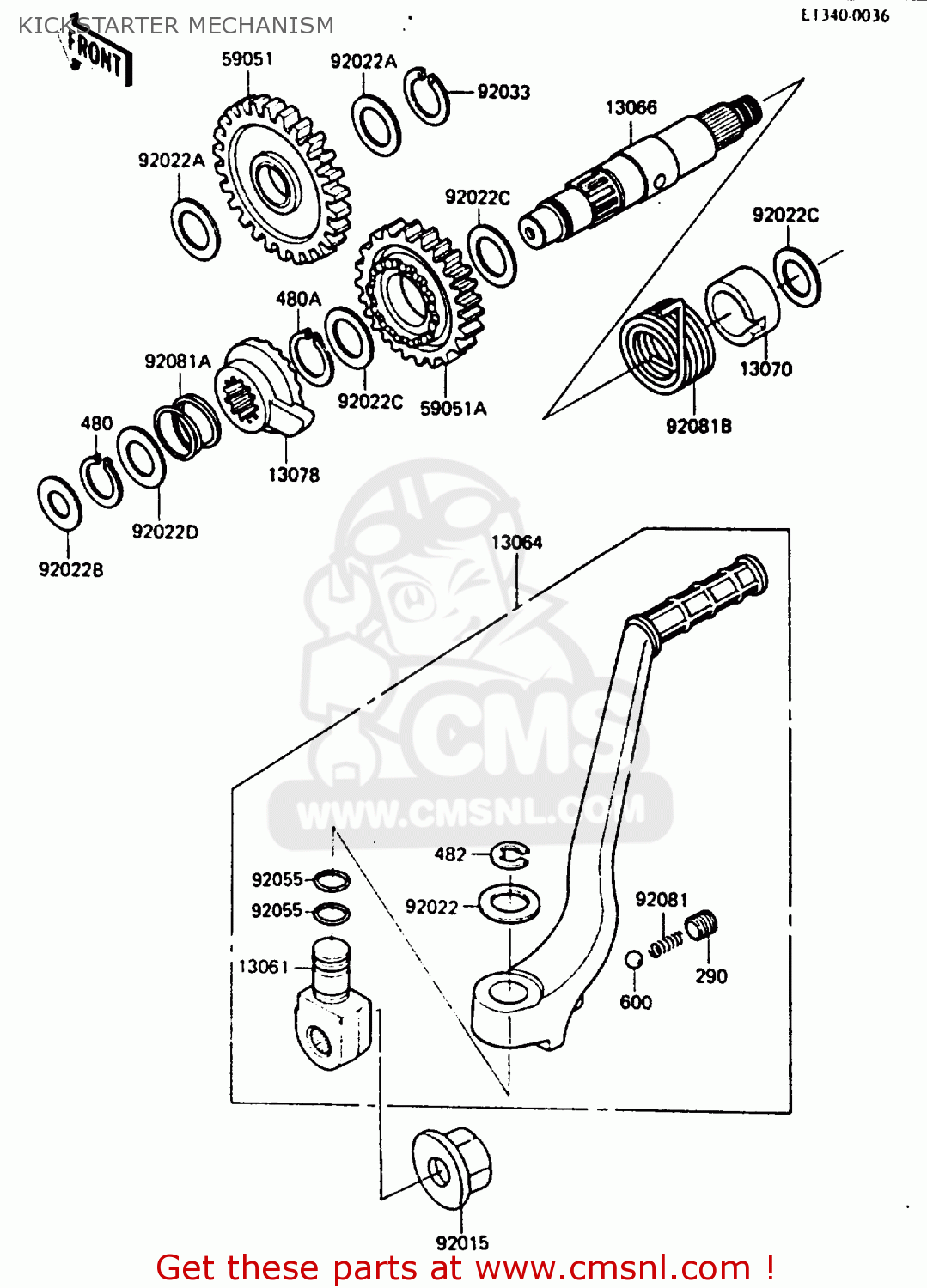 KICKSTARTER MECHANISM KX250-D2 1986 EUROPE UK AL