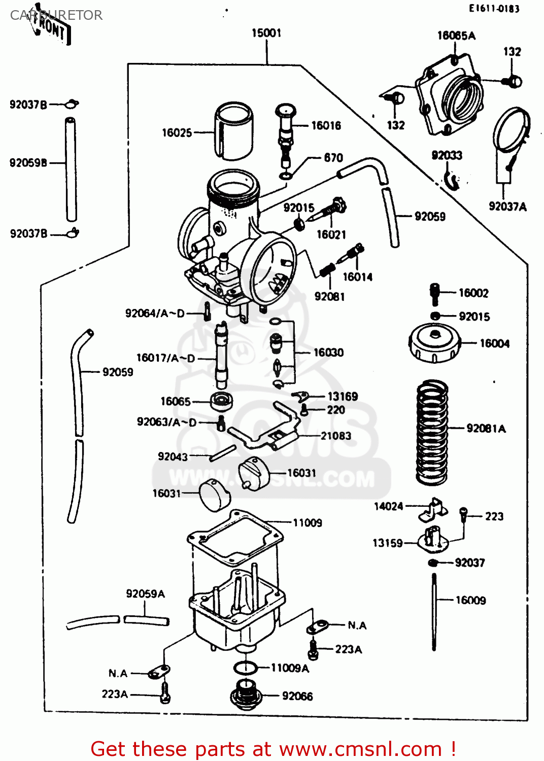 CARBURETOR KX250-D2 1986 EUROPE UK AL