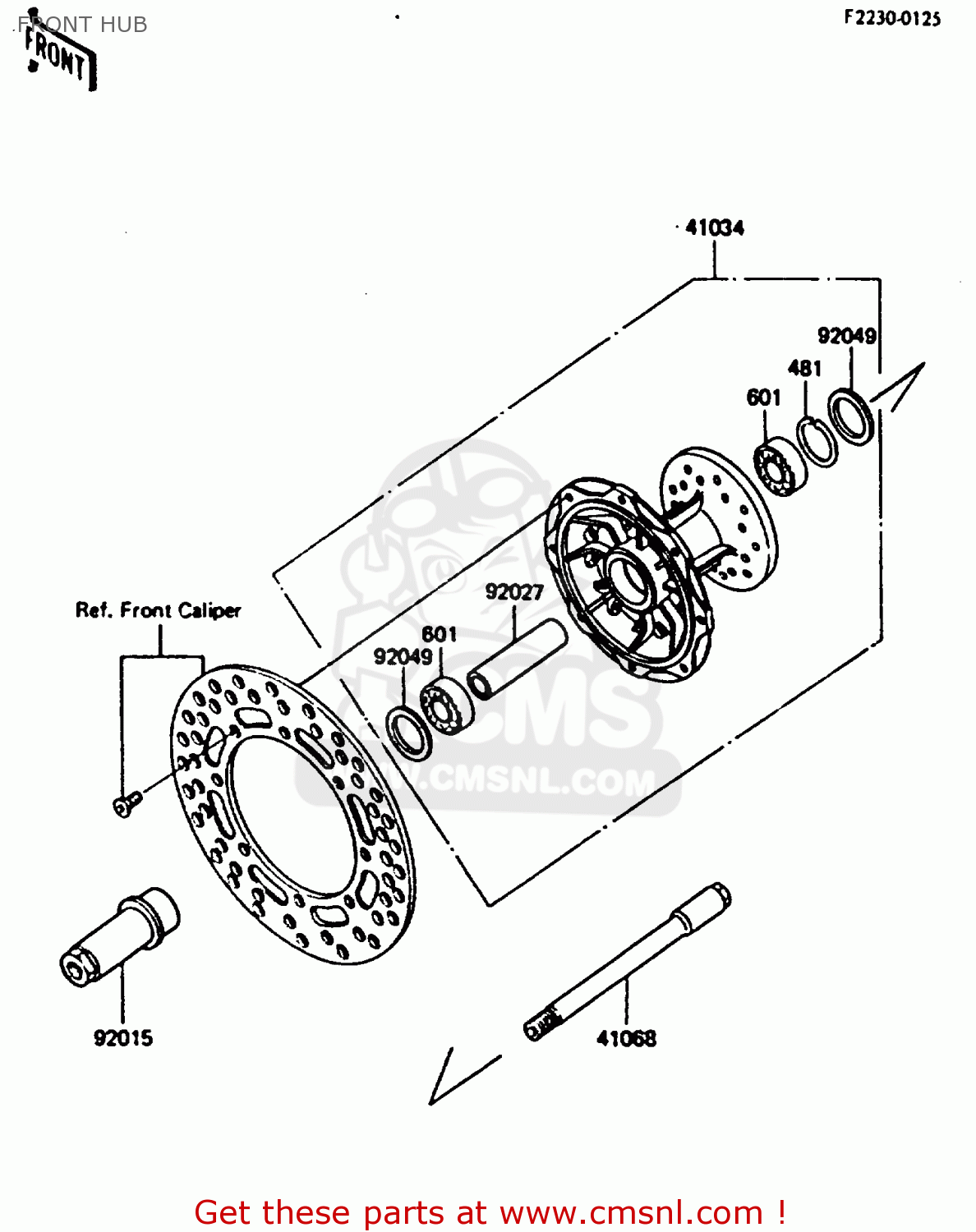 FRONT HUB KX250-D2 1986 EUROPE UK AL