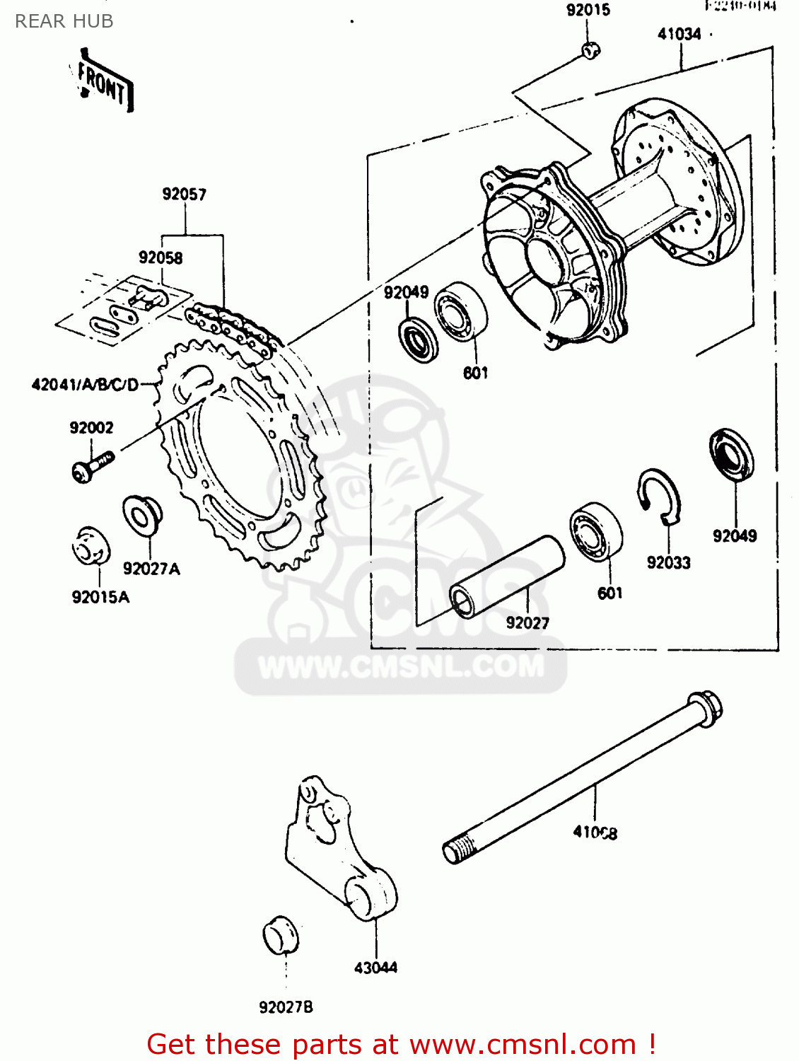 REAR HUB KX250-D2 1986 EUROPE UK AL