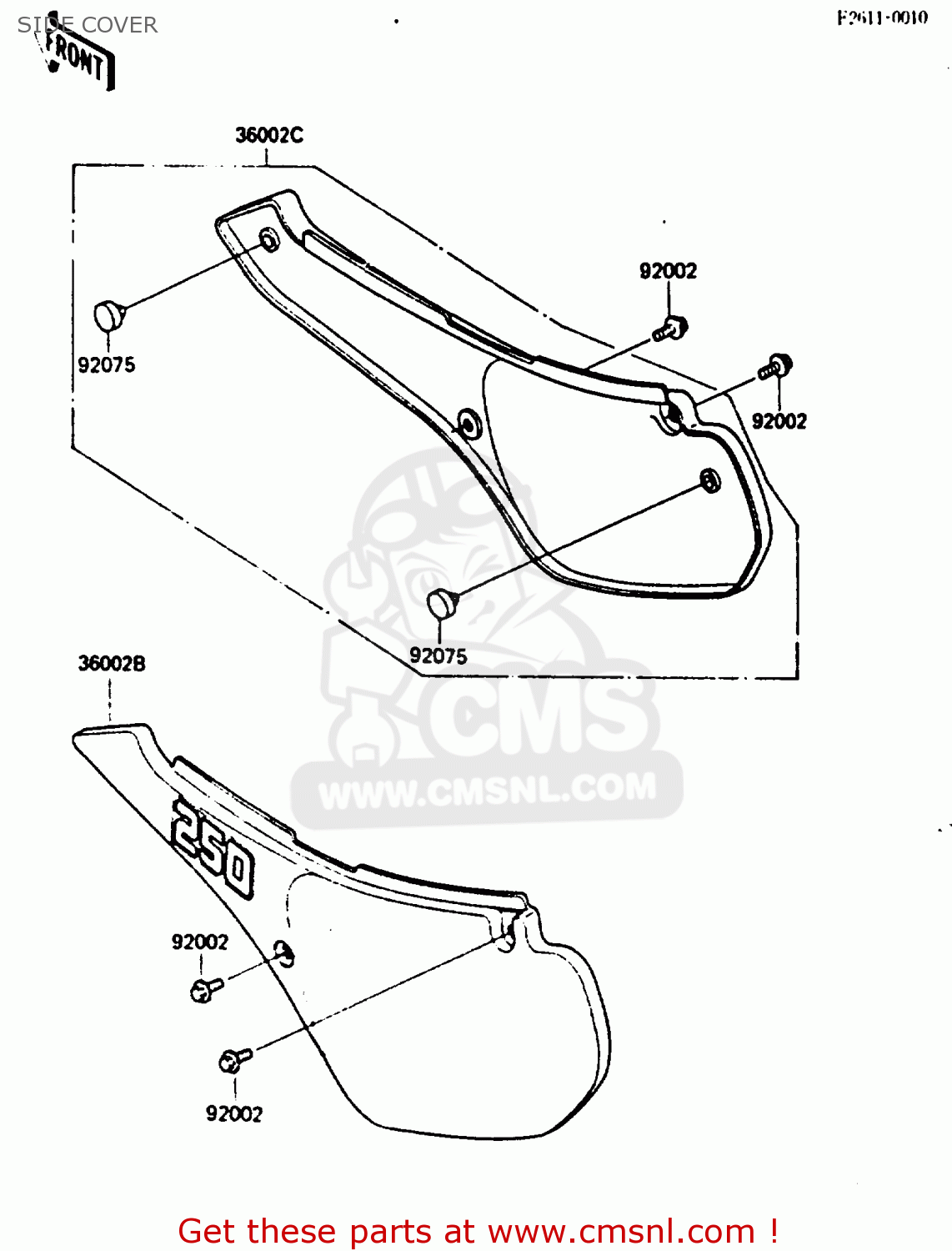 SIDE COVER KX250-D2 1986 EUROPE UK AL