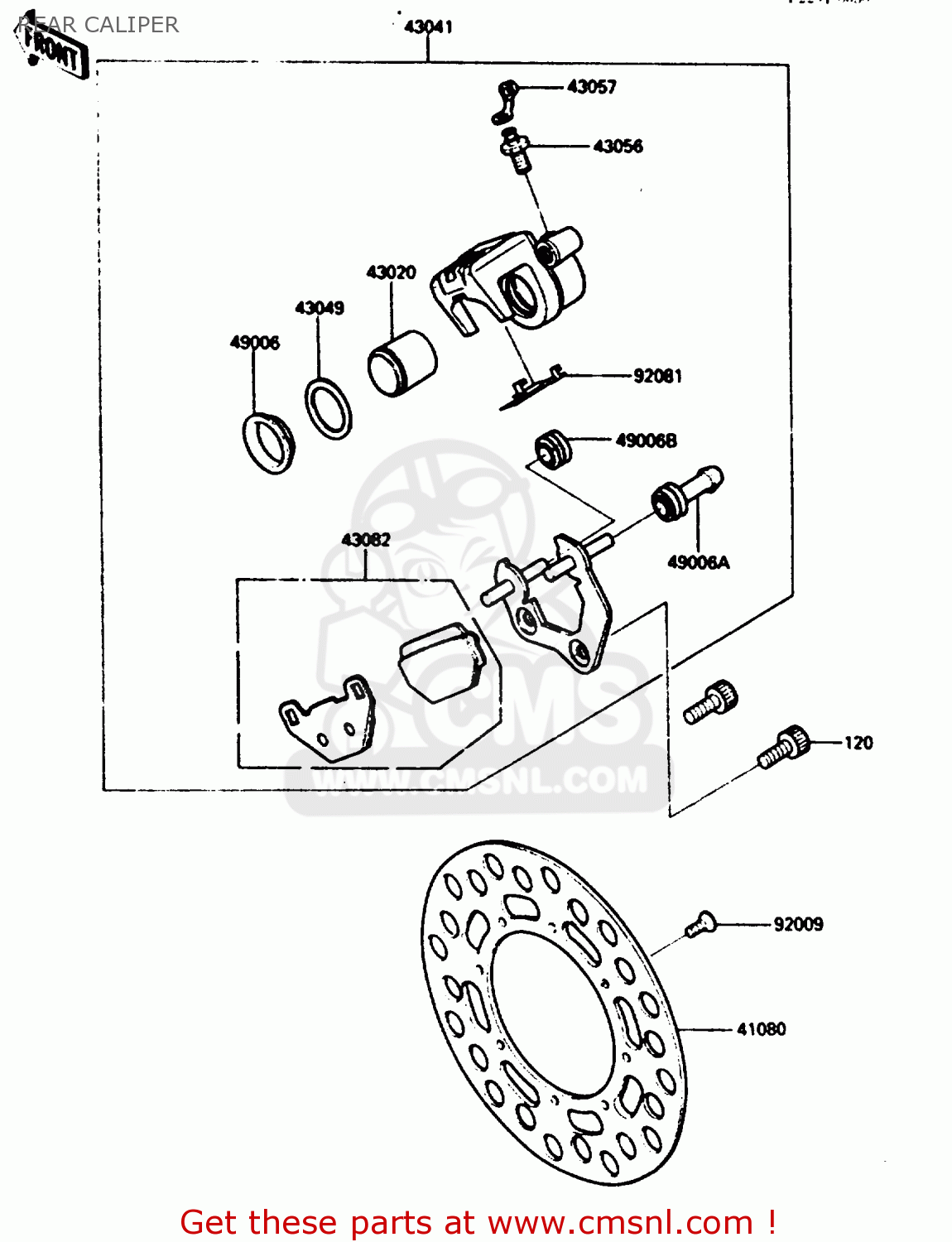 REAR CALIPER KX250-D2 1986 EUROPE UK AL