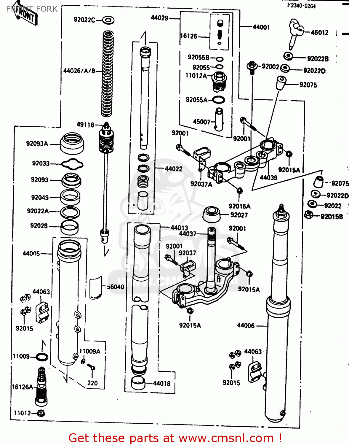 FRONT FORK KX250-D2 1986 EUROPE UK AL