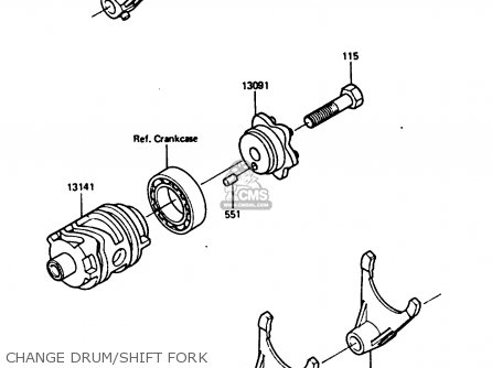 CHANGE DRUM/SHIFT FORK - KX250-D2 1986 EUROPE UK AL