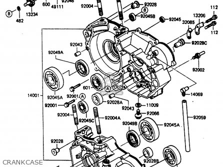 CRANKCASE - KX250-D2 1986 EUROPE UK AL