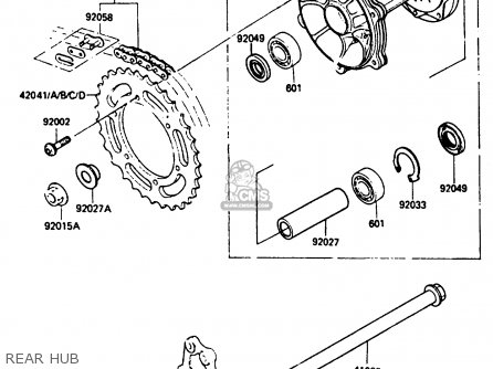 REAR HUB - KX250-D2 1986 EUROPE UK AL