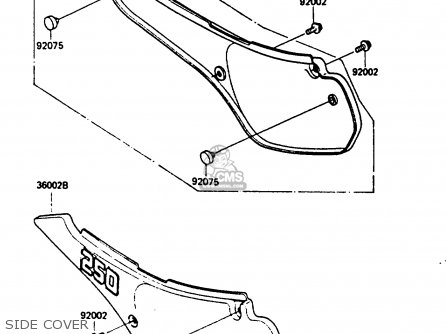 SIDE COVER - KX250-D2 1986 EUROPE UK AL