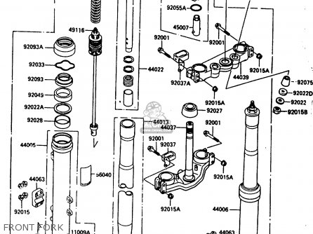 FRONT FORK - KX250-D2 1986 EUROPE UK AL