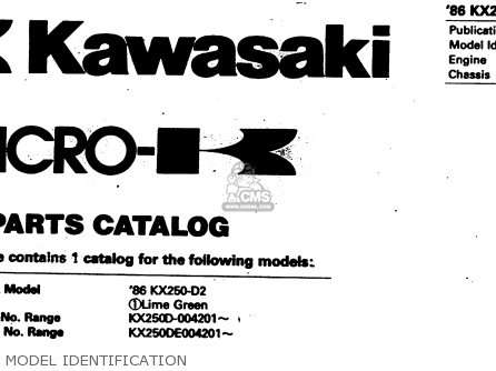 MODEL IDENTIFICATION - KX250-D2 1986 EUROPE UK AL