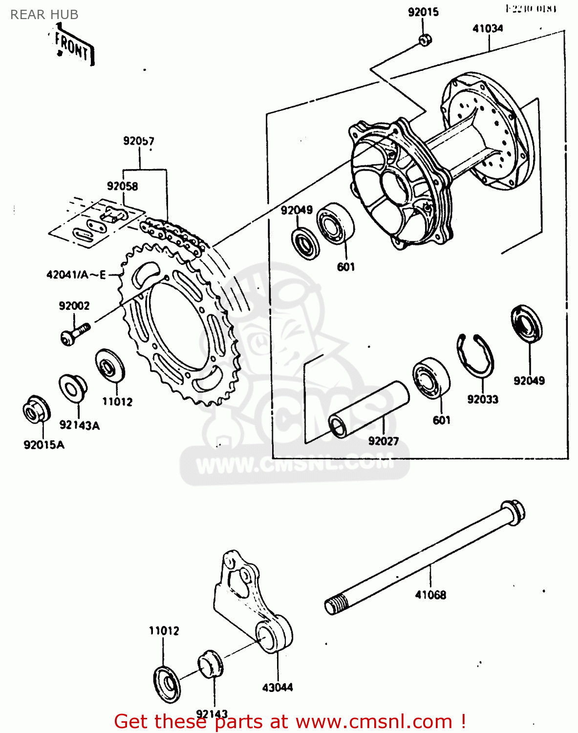 Kawasaki KX250E1 1987 EUROPE UK AL REAR HUB buy original REAR HUB