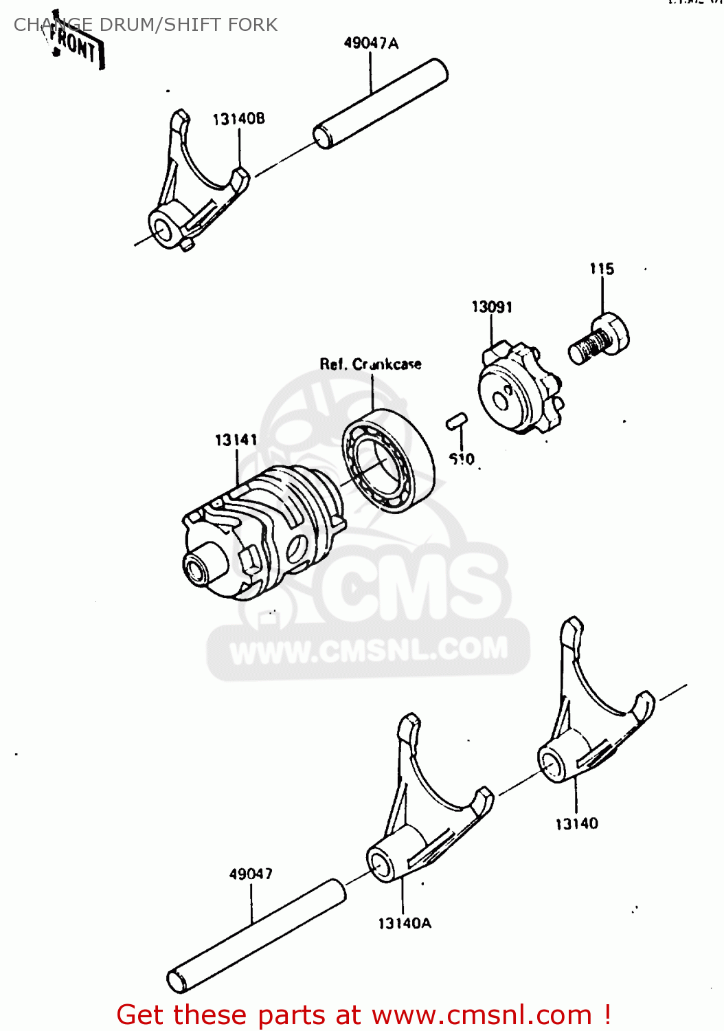 CHANGE DRUM/SHIFT FORK KX250-E1 1987 EUROPE UK AL