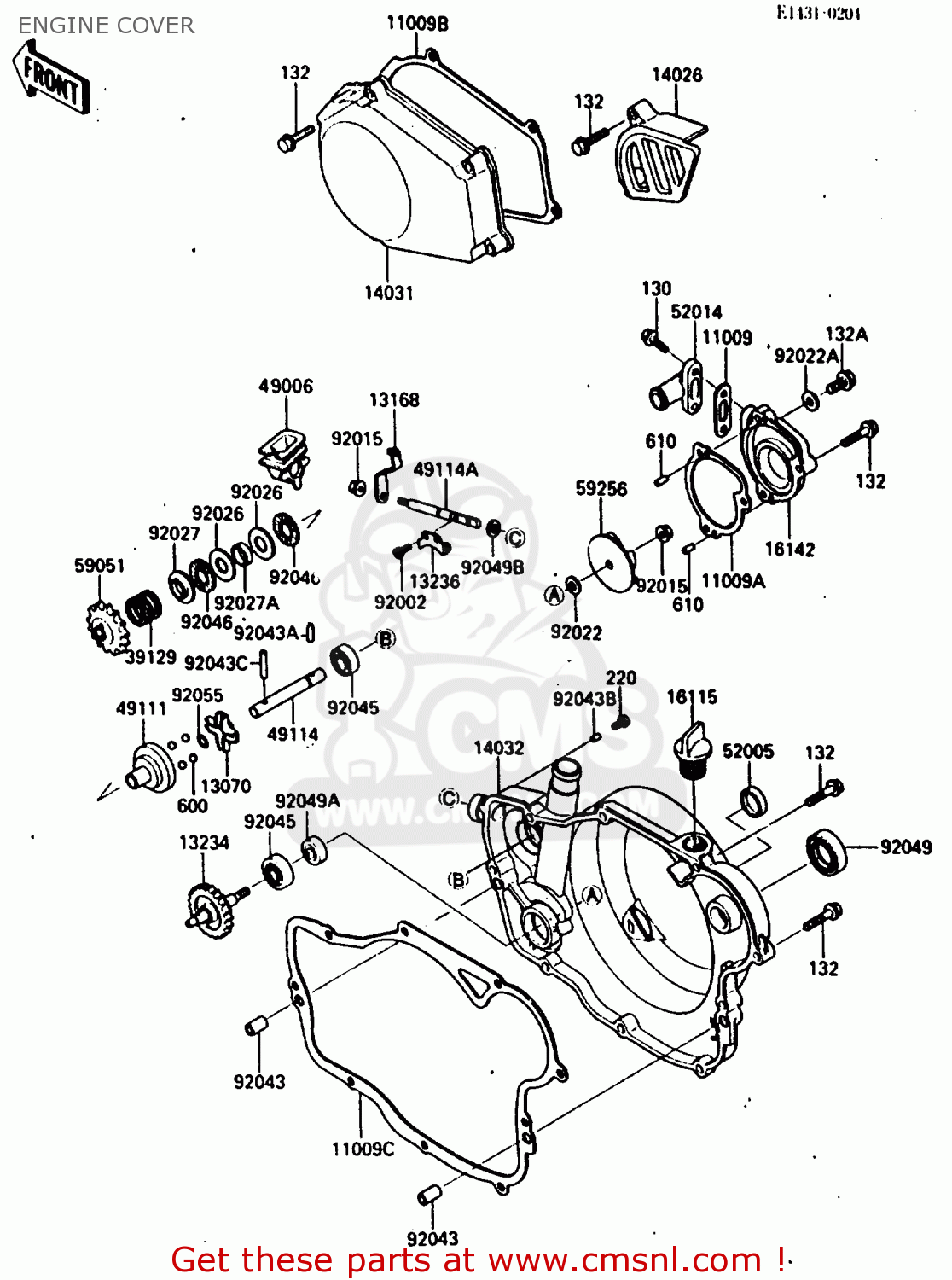 ENGINE COVER KX250-E1 1987 EUROPE UK AL