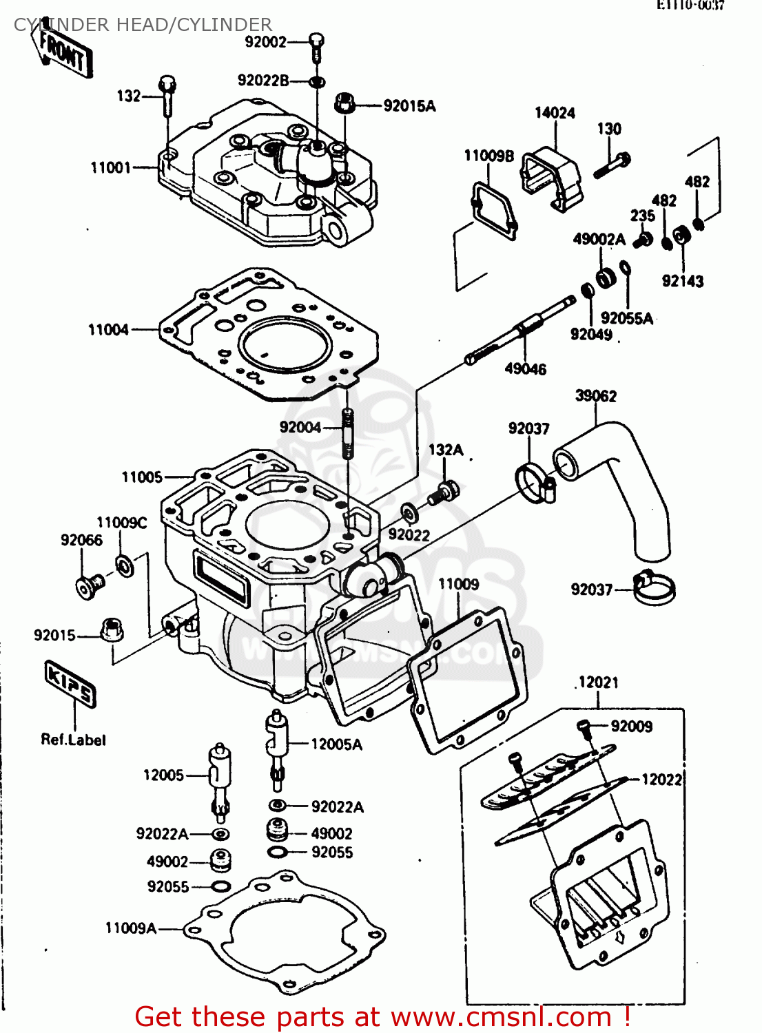 CYLINDER HEAD/CYLINDER KX250-E1 1987 EUROPE UK AL