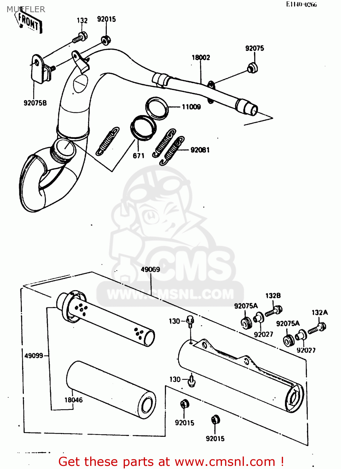 MUFFLER KX250-E1 1987 EUROPE UK AL