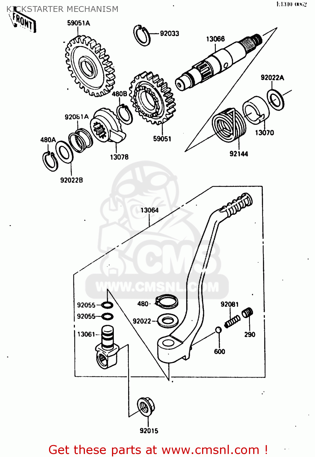 KICKSTARTER MECHANISM KX250-E1 1987 EUROPE UK AL