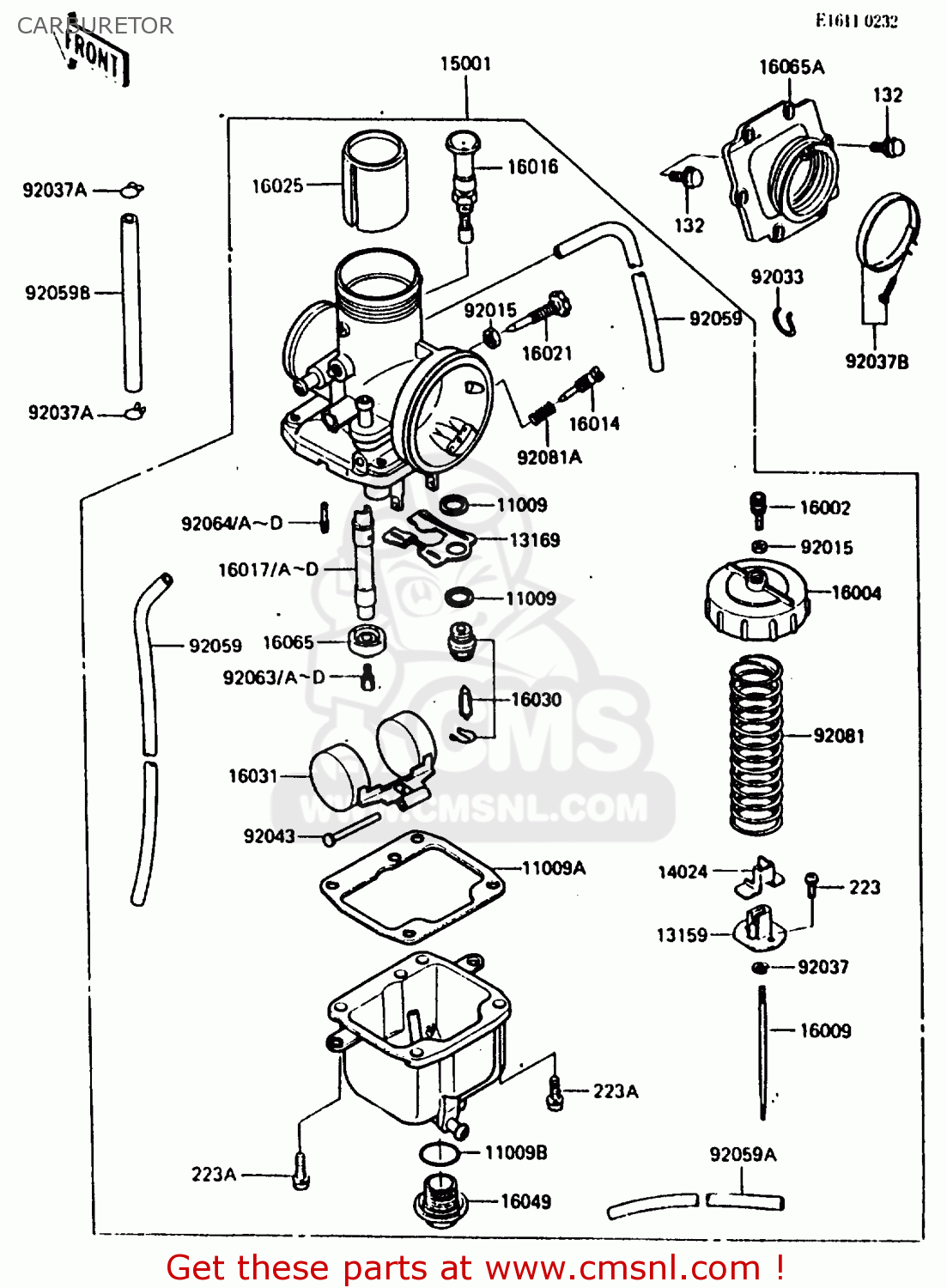 CARBURETOR KX250-E1 1987 EUROPE UK AL
