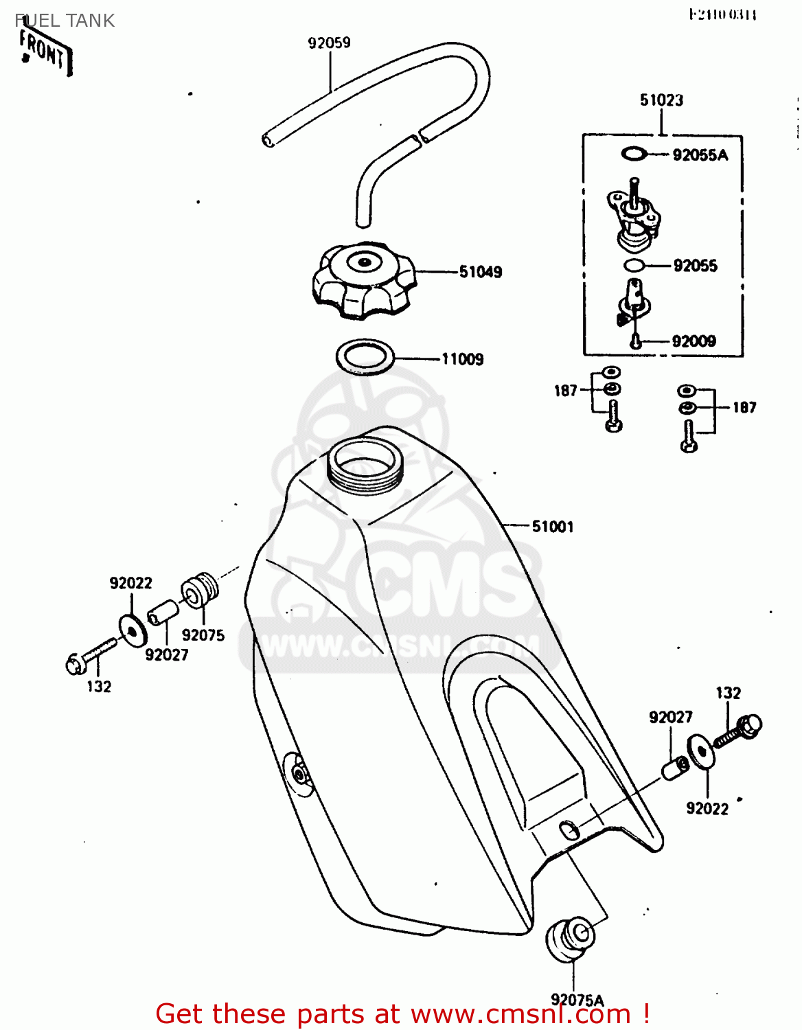 FUEL TANK KX250-E1 1987 EUROPE UK AL