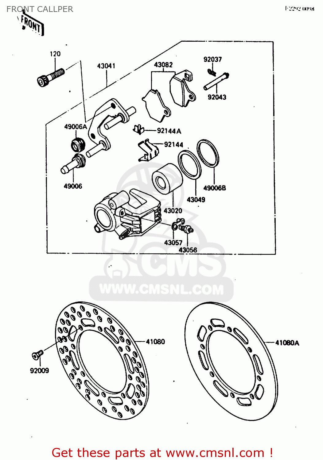 FRONT CALLPER KX250-E1 1987 EUROPE UK AL