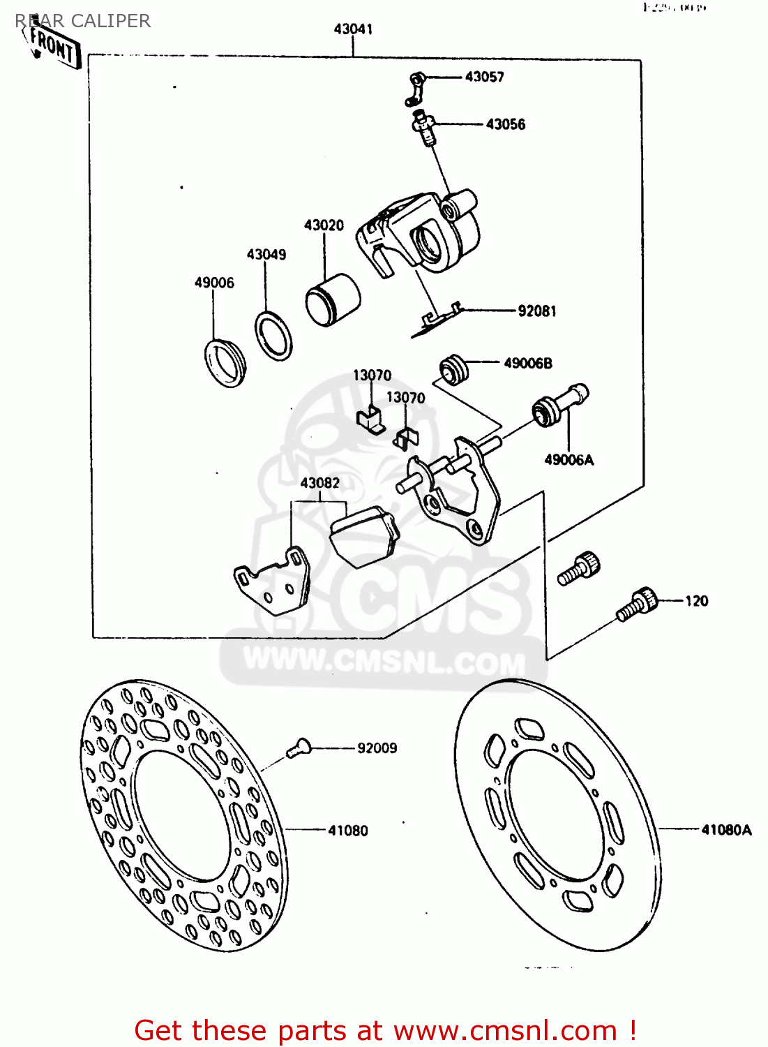 REAR CALIPER KX250-E1 1987 EUROPE UK AL
