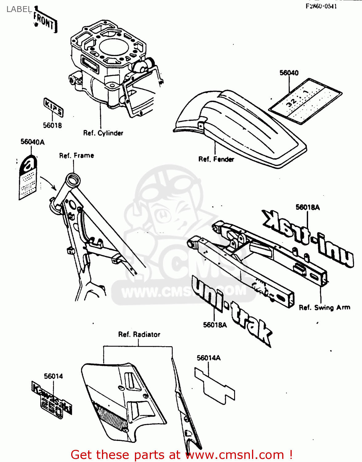 LABEL KX250-E1 1987 EUROPE UK AL