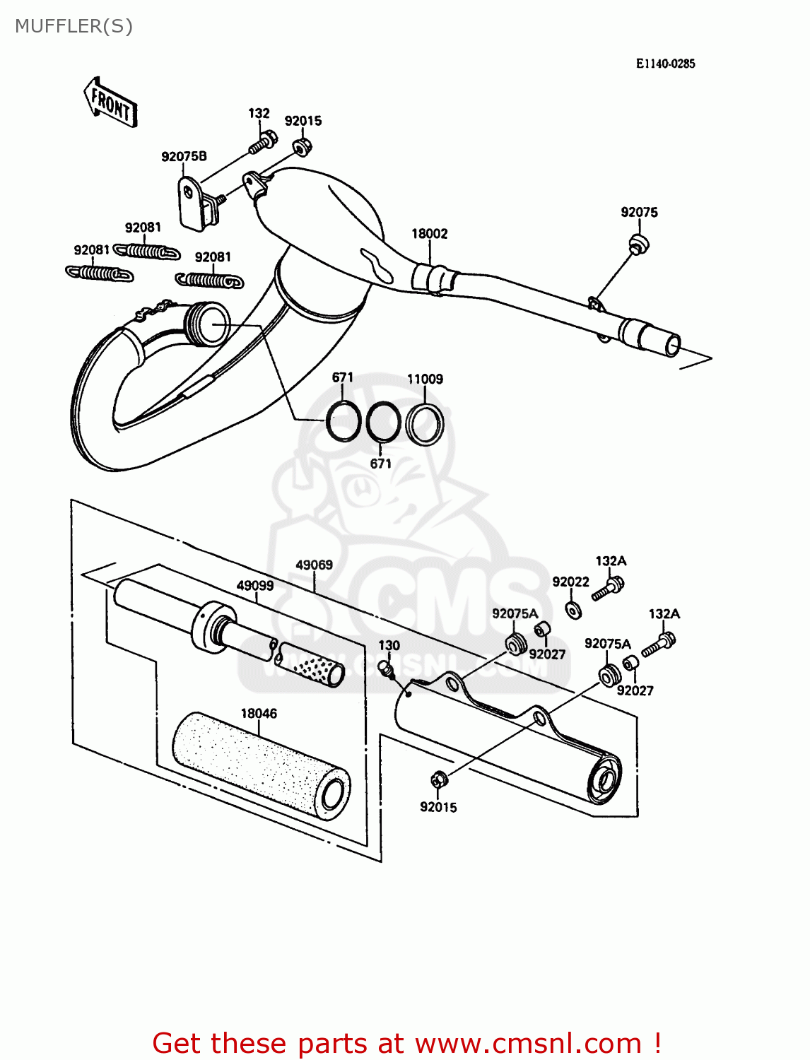 MUFFLER(S) KX250-F1 1988 EUROPE UK AL