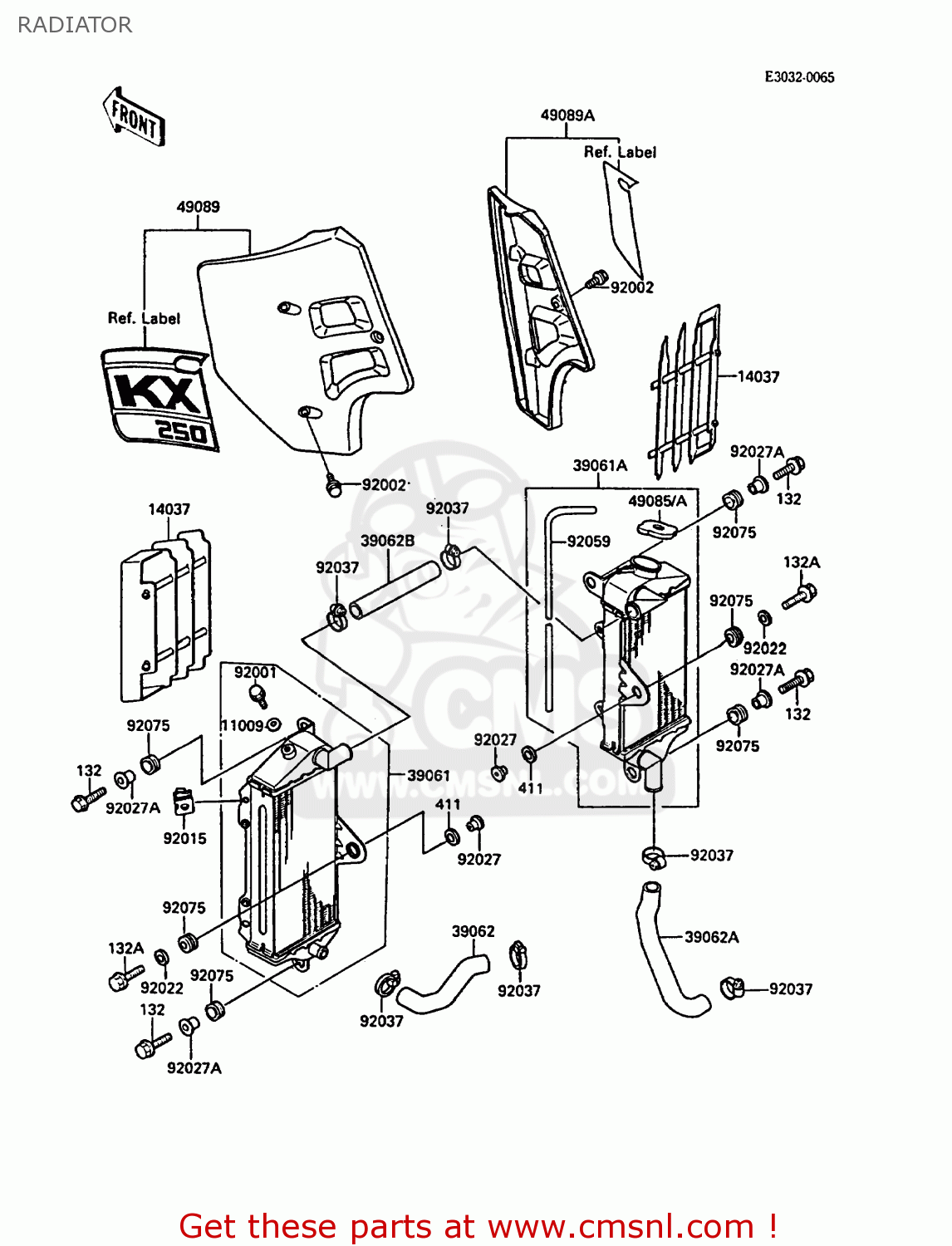 RADIATOR KX250-F1 1988 EUROPE UK AL
