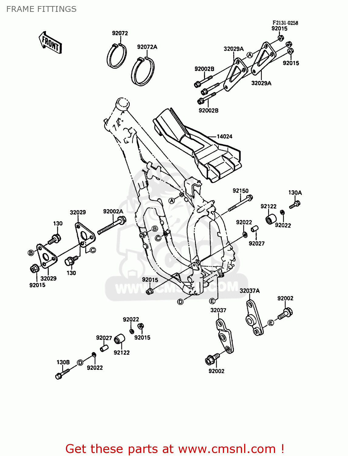 FRAME FITTINGS KX250-F1 1988 EUROPE UK AL