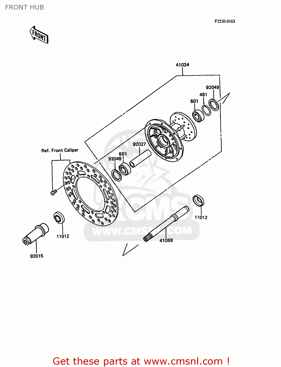 FRONT HUB KX250-F1 1988 EUROPE UK AL