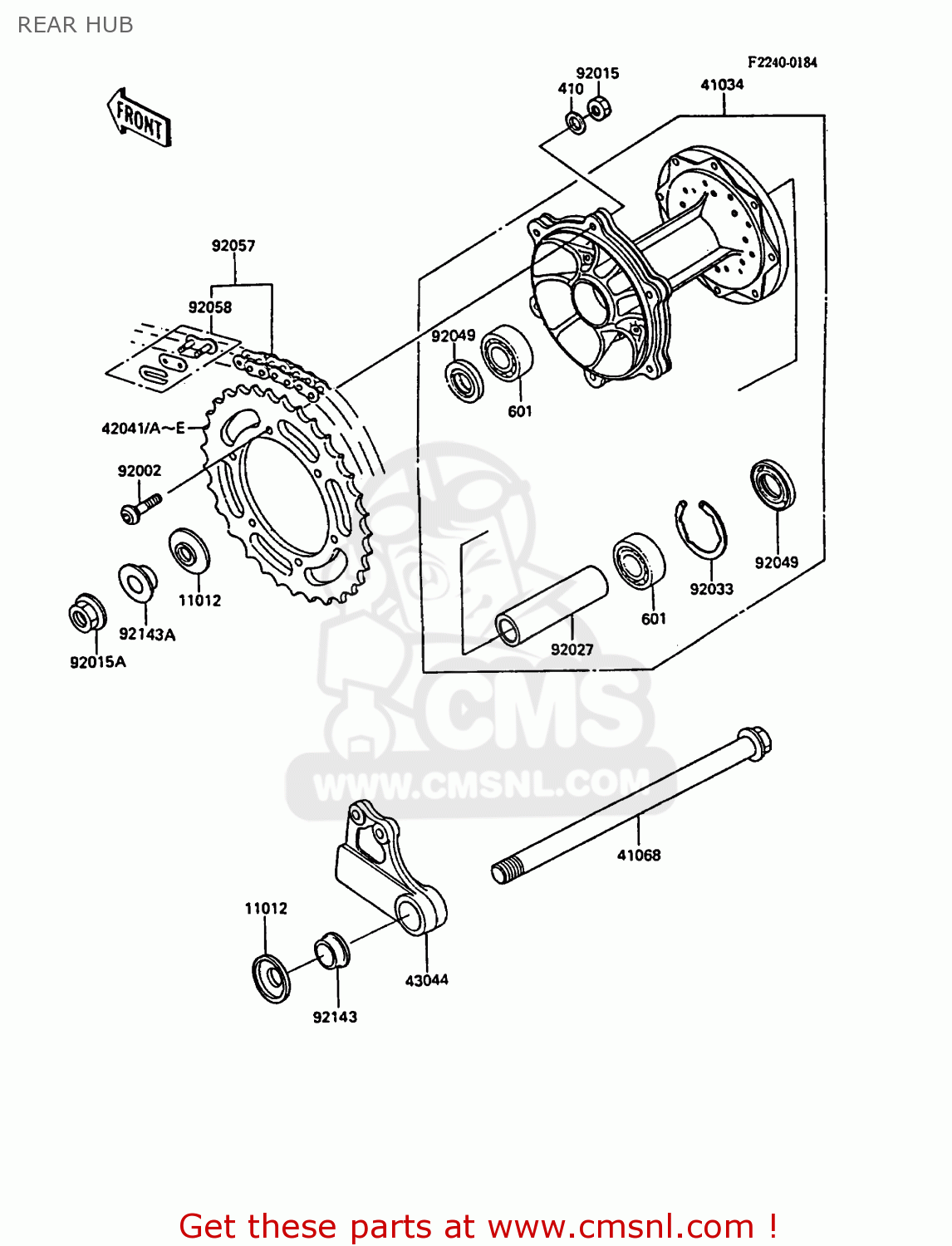 REAR HUB KX250-F1 1988 EUROPE UK AL