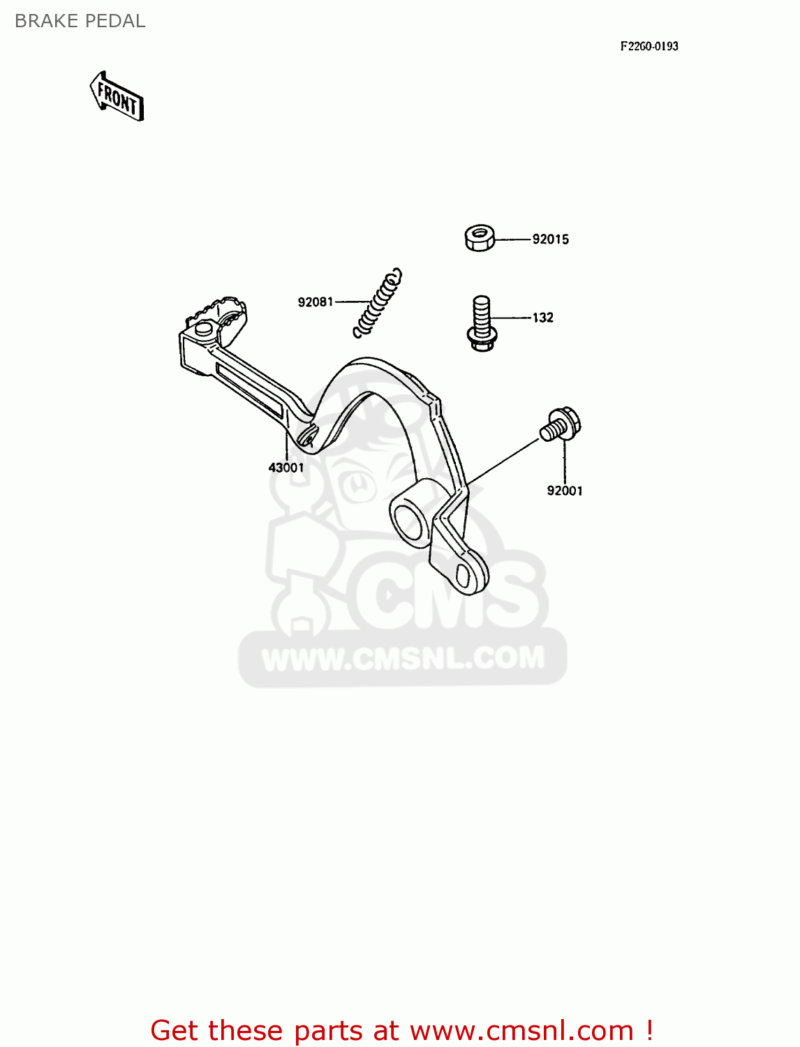 BRAKE PEDAL KX250-F1 1988 EUROPE UK AL